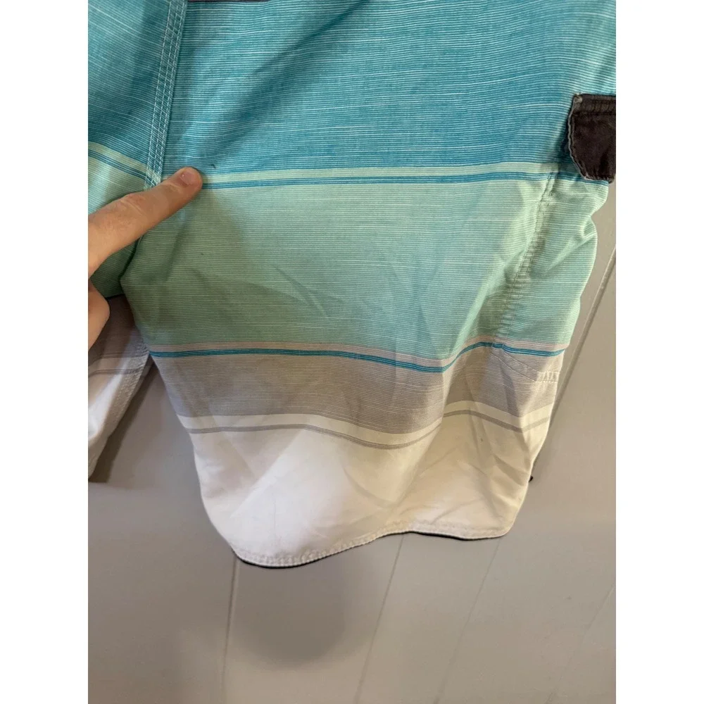 Rip Curl Board Shorts Mens 36‎ Blue Striped Surf Craft Lace Up Swim Trunks